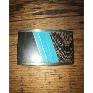 VINTAGE 1970s WOOD & STONE INLAYS